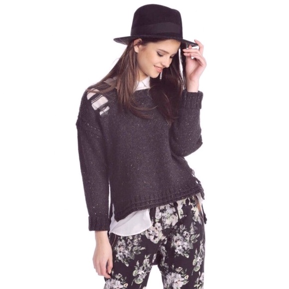 Wildfox After Party wool blend distressed sweater S - Picture 13 of 16